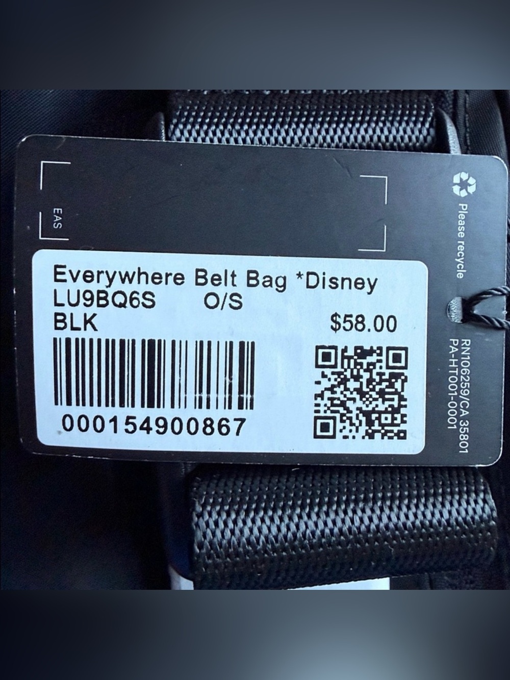🆕 LULULEMON X DISNEY Everywhere Belt Bag 1L Mickey in Motion Graphic Black NWT - Picture 16 of 17